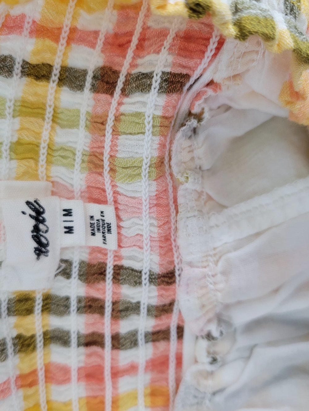 Aerie Plaid Halter Mini Dress Size M – Yellow Pink Green Checkered Ruffle Hem - Picture 6 of 8